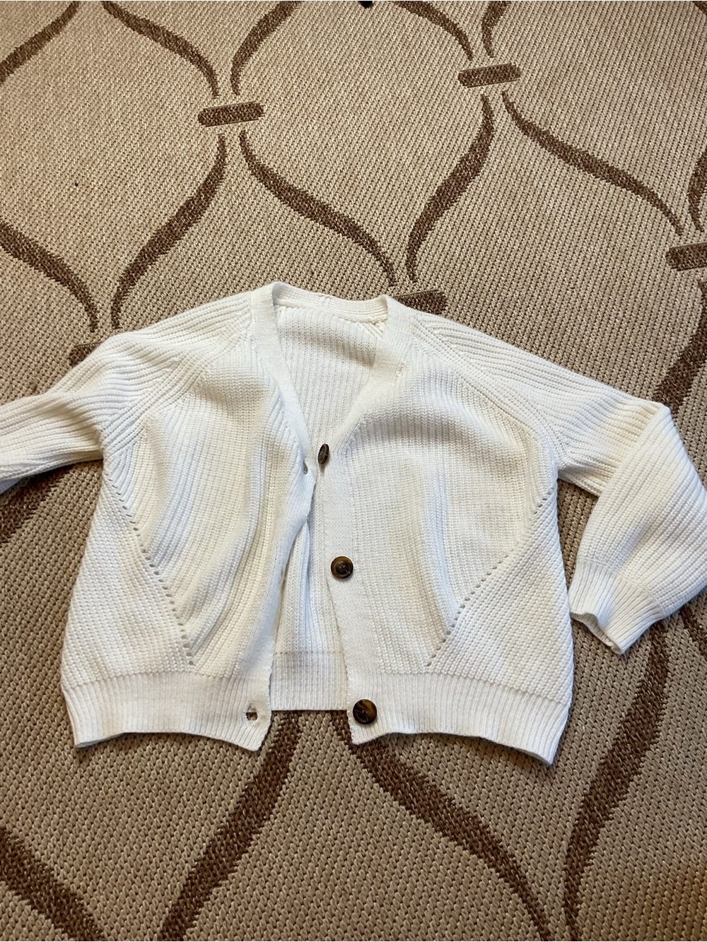 Womens Cream Button-Front Knit Cardigan Sweater
